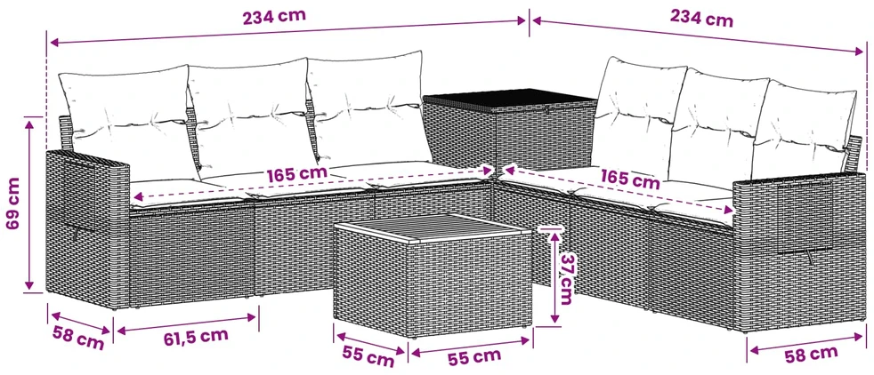 Sofos komplektas 8 vnt. Bežė ir kreminė balta