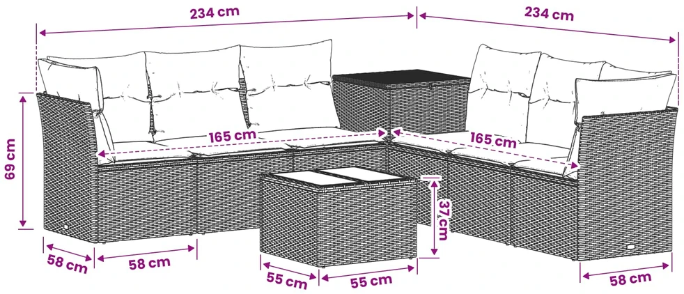 Sofos komplektas 8 vnt. Bežė ir kreminė balta