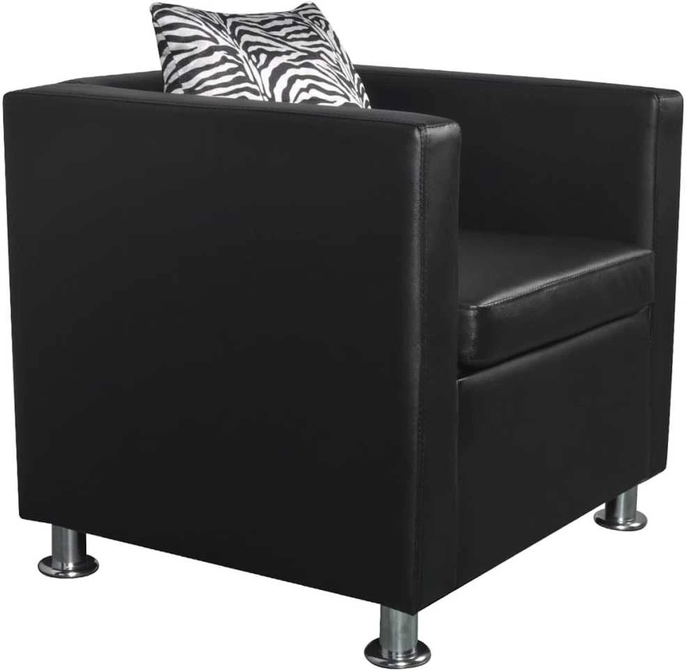 Sofa Sofos komplektas, juodas, dirbtinė oda