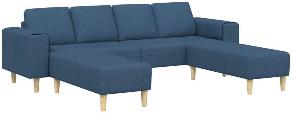 Svetainės sofa 3 vnt. Mėlyna Poliesteris