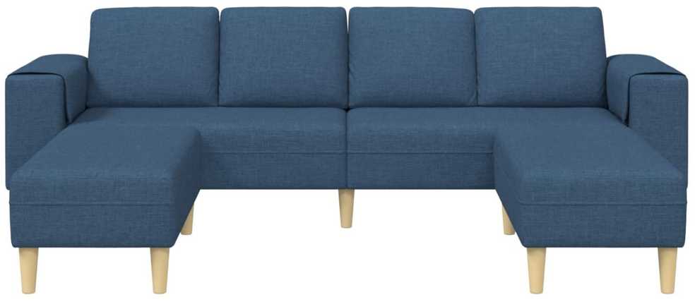 Svetainės sofa 3 vnt. Mėlyna Poliesteris