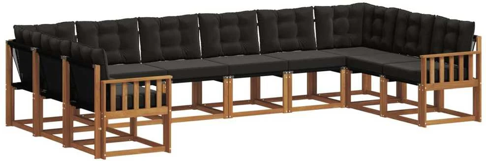 Lauko sofos komplektas 10 vnt. Natūrali ir juoda