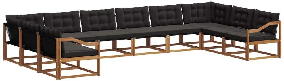 Lauko sofos komplektas 10 vnt. Natūrali ir juoda
