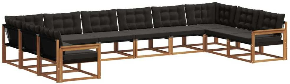 Lauko sofos komplektas 10 vnt. Natūrali ir juoda