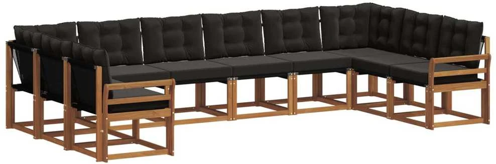 Lauko sofos komplektas 10 vnt. Natūrali ir juoda