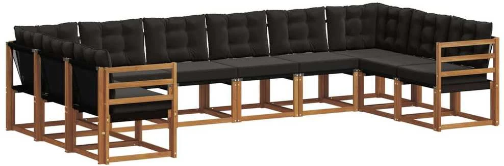 Lauko sofos komplektas 10 vnt. Natūrali ir juoda