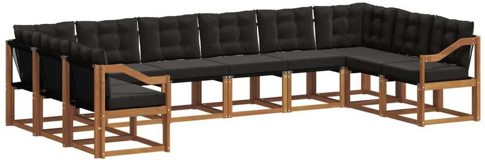 Lauko sofos komplektas 10 vnt. Natūrali ir juoda