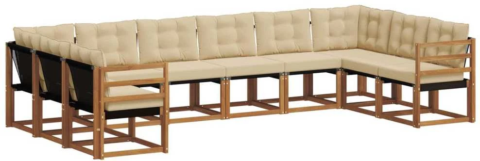 Lauko sofos komplektas 10 vnt. Natūralus ir bežinis