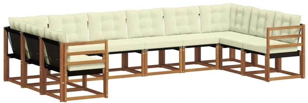 Lauko sofos komplektas 10 vnt. Natūralus ir grietinėlė