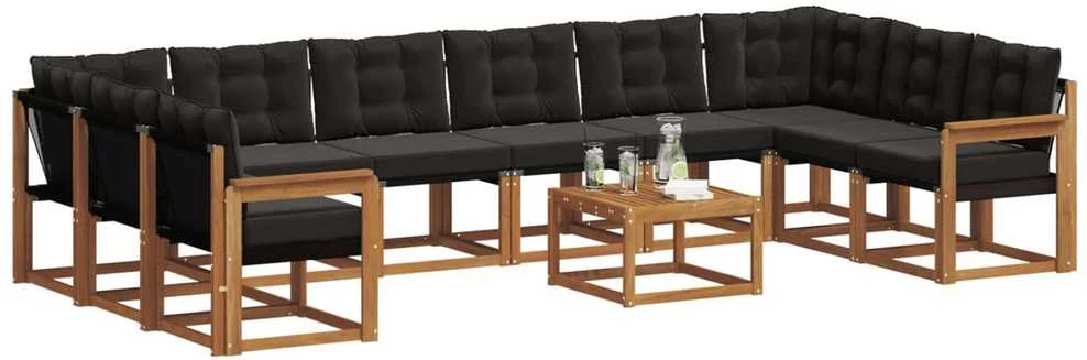 Lauko sofos komplektas 11 vnt. Natūrali ir juoda