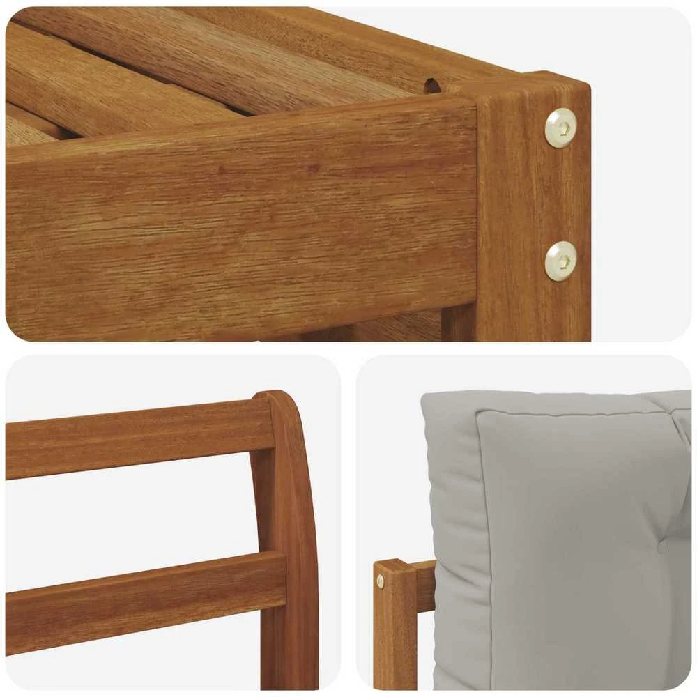 Lauko sofos komplektas 6 vnt. Natūrali ir šviesiai pilka