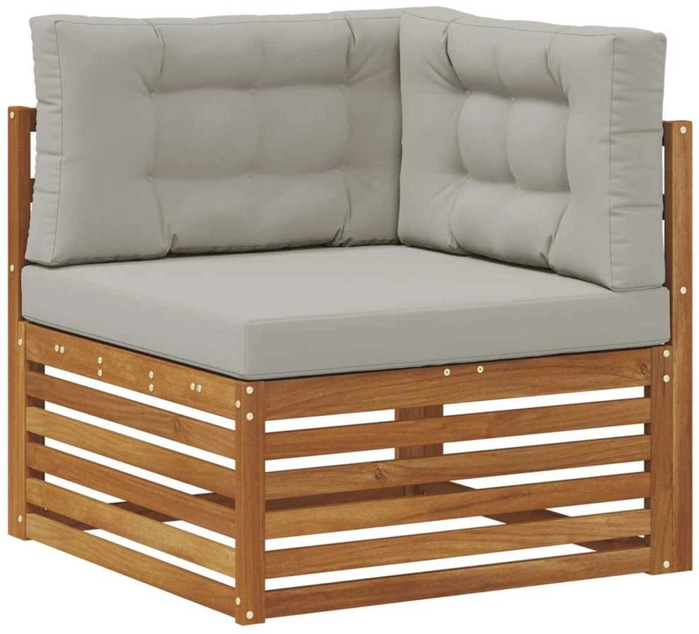 Lauko sofos komplektas 7 vnt. Natūrali ir šviesiai pilka
