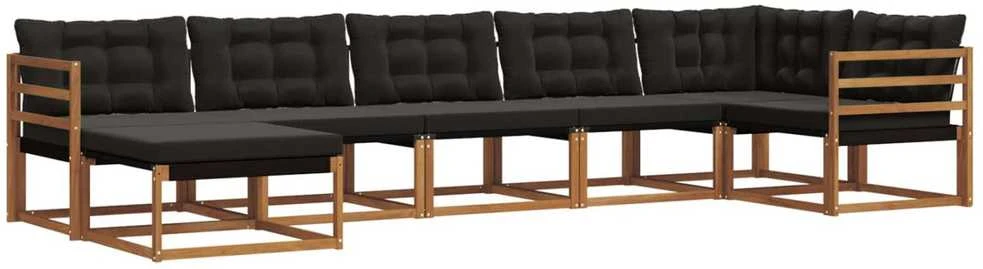 Lauko sofos komplektas 7 vnt. Natūrali ir juoda