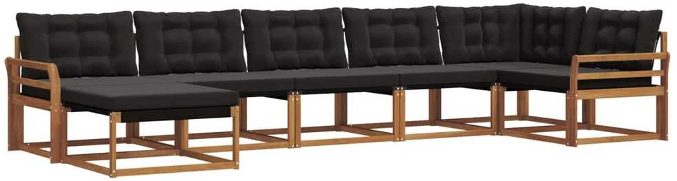 Lauko sofos komplektas 7 vnt. Natūrali ir juoda
