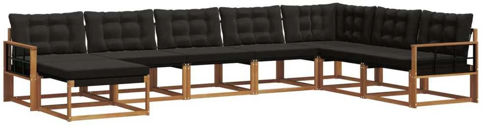 Lauko sofos komplektas 8 vnt. Natūrali ir juoda