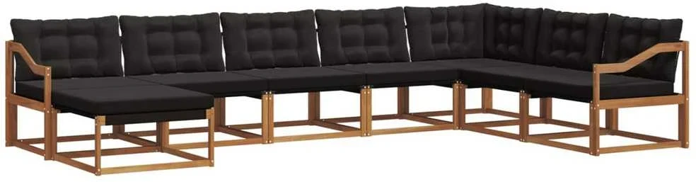 Lauko sofos komplektas 8 vnt. Natūrali ir juoda