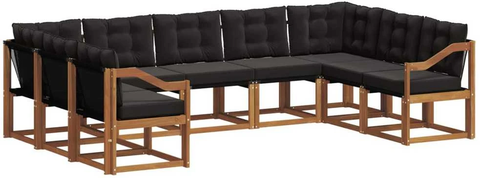 Lauko sofos komplektas 9 vnt. Natūrali ir juoda