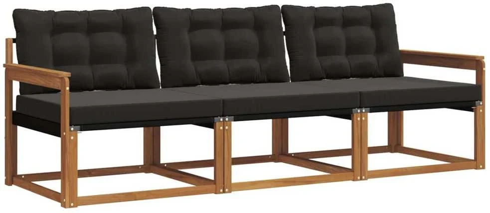 Lauko sofos komplektas 3 vnt. Natūrali ir juoda
