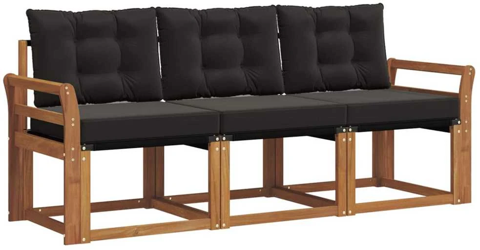 Lauko sofos komplektas 3 vnt. Natūrali ir juoda