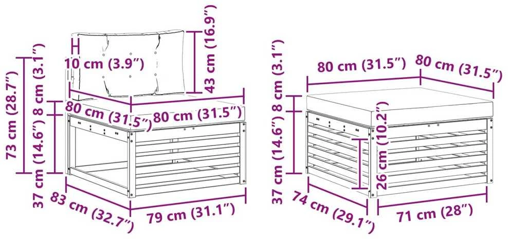 Lauko sofos komplektas 4 vnt. Natūrali ir šviesiai pilka