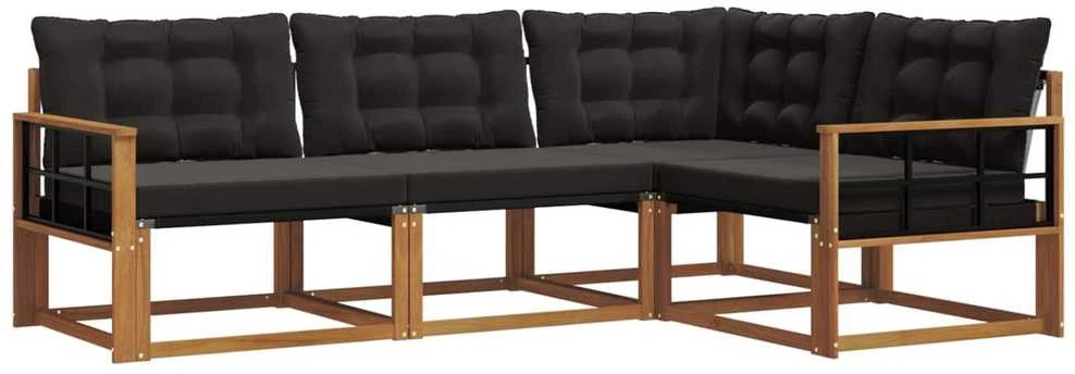 Sofa Lauko sofos komplektas 4 vnt. Natūrali ir juoda