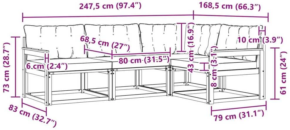 Sofa Lauko sofos komplektas 4 vnt. Natūralus ir bežinis