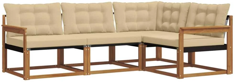 Sofa Lauko sofos komplektas 4 vnt. Natūralus ir bežinis