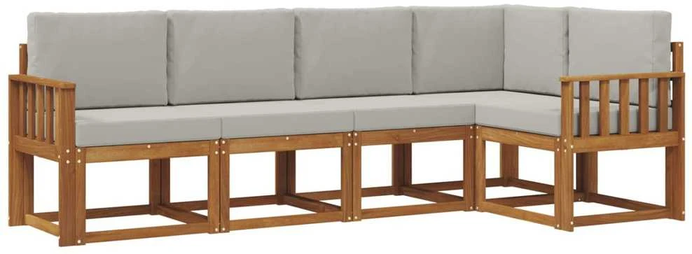 Sofa Lauko sofos komplektas 5 vnt. Natūrali ir šviesiai pilka