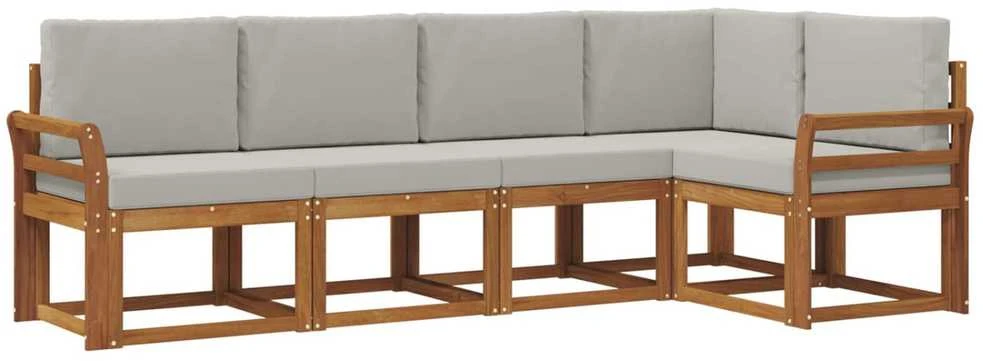 Sofa Lauko sofos komplektas 5 vnt. Natūrali ir šviesiai pilka