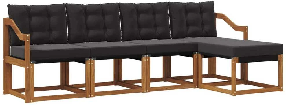 Lauko sofos komplektas 5 vnt. Natūrali ir juoda