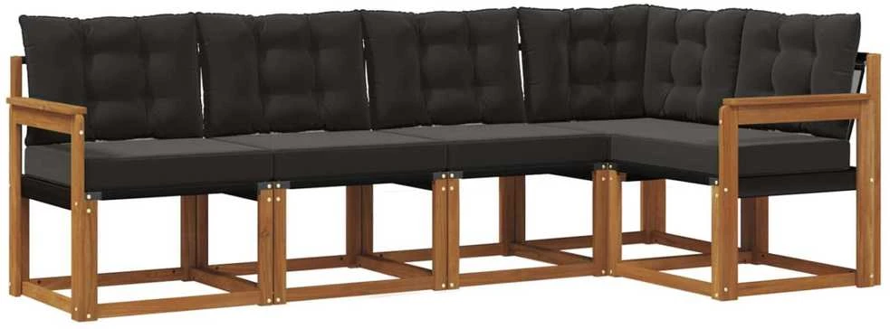 Lauko sofos komplektas 5 vnt. Natūrali ir juoda