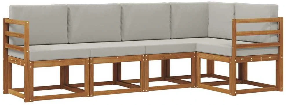 Sofa Lauko sofos komplektas 5 vnt. Natūrali ir šviesiai pilka