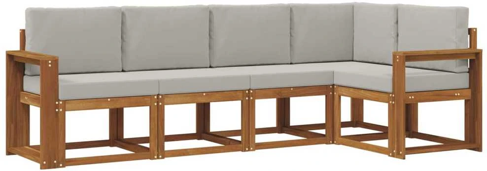 Sofa Lauko sofos komplektas 5 vnt. Natūrali ir šviesiai pilka