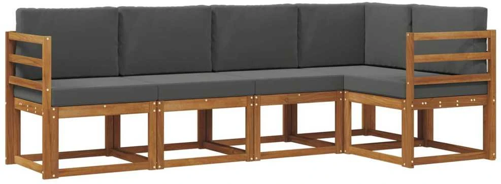 Sofa Lauko sofos komplektas 5 vnt. Natūralus ir antracitas