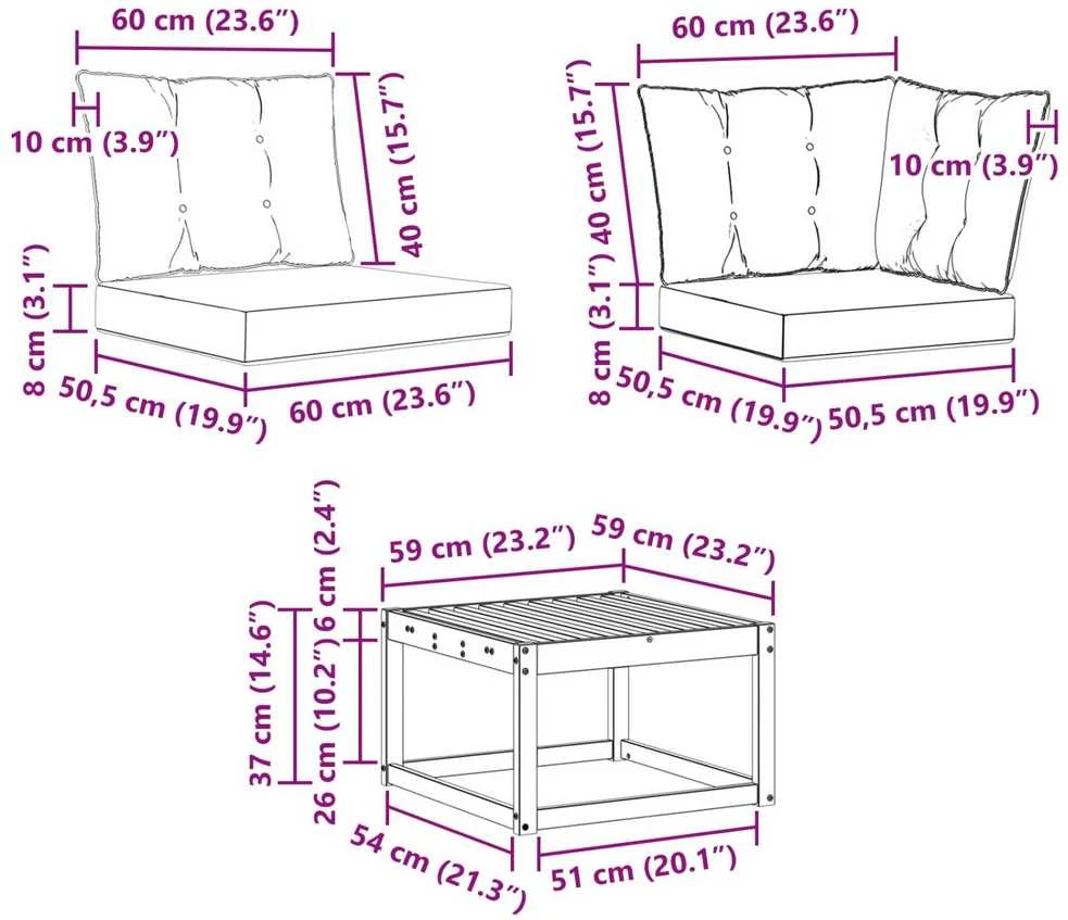 Lauko sofos komplektas 5 vnt. Natūralus ir grietinėlė