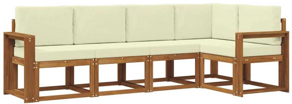 Sofa Lauko sofos komplektas 5 vnt. Natūralus ir grietinėlė