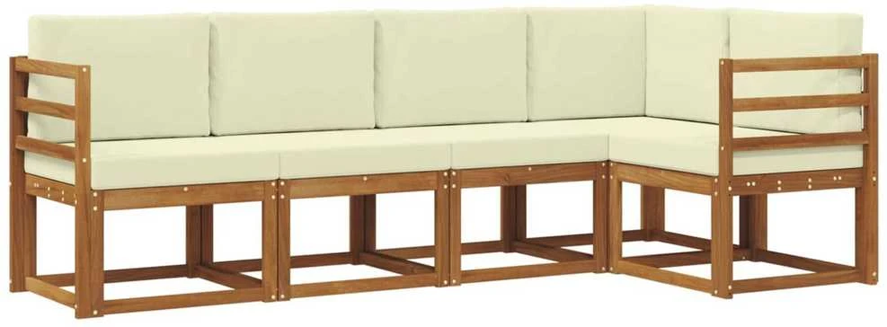 Sofa Lauko sofos komplektas 5 vnt. Natūralus ir grietinėlė