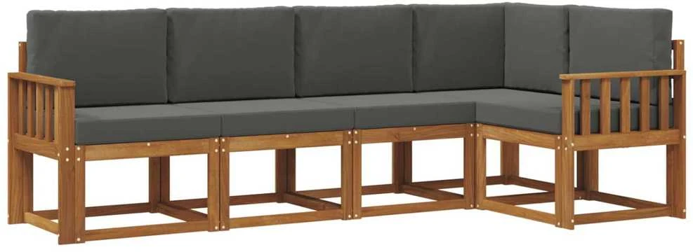 Sofa Lauko sofos komplektas 5 vnt. Natūralus ir antracitas