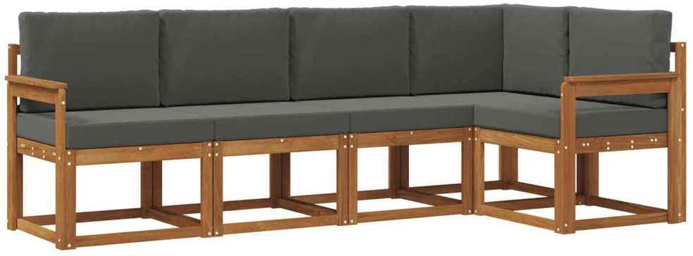 Sofa Lauko sofos komplektas 5 vnt. Natūralus ir antracitas