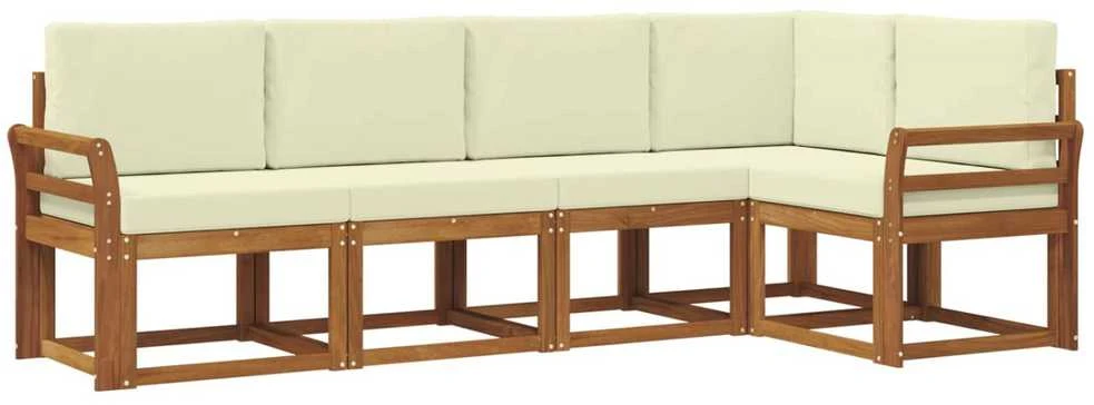 Sofa Lauko sofos komplektas 5 vnt. Natūralus ir grietinėlė