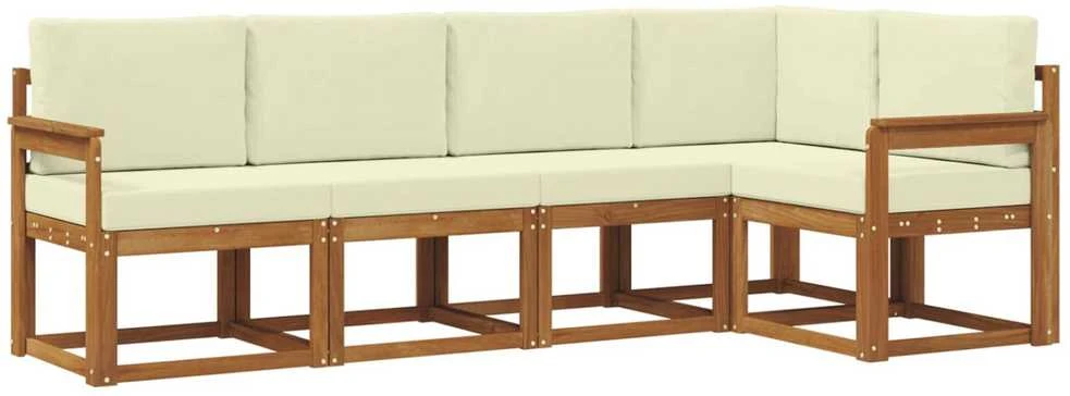 Sofa Lauko sofos komplektas 5 vnt. Natūralus ir grietinėlė