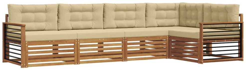 Lauko sofos komplektas 5 vnt. Natūralus ir bežinis