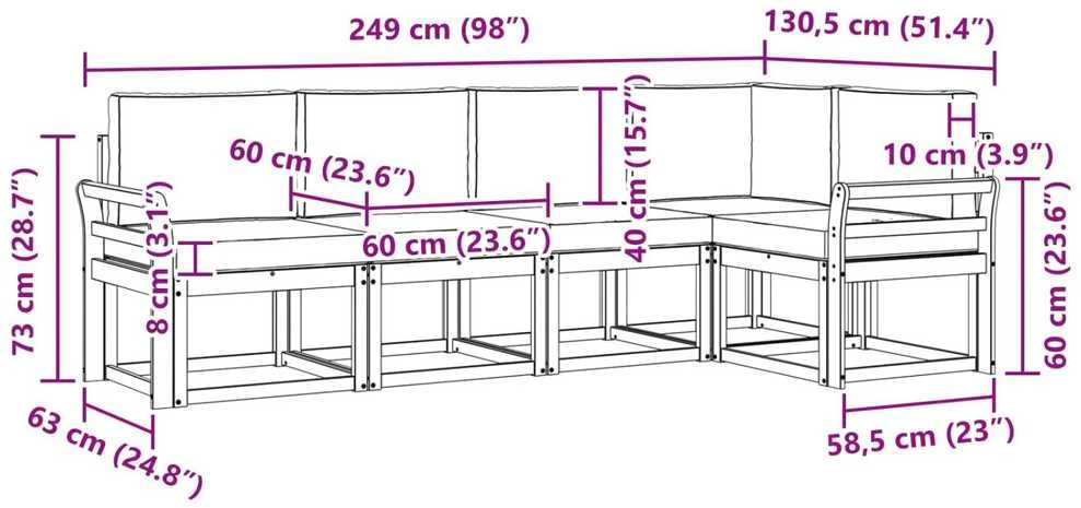Sofa Lauko sofos komplektas 5 vnt. Natūralus ir bežinis