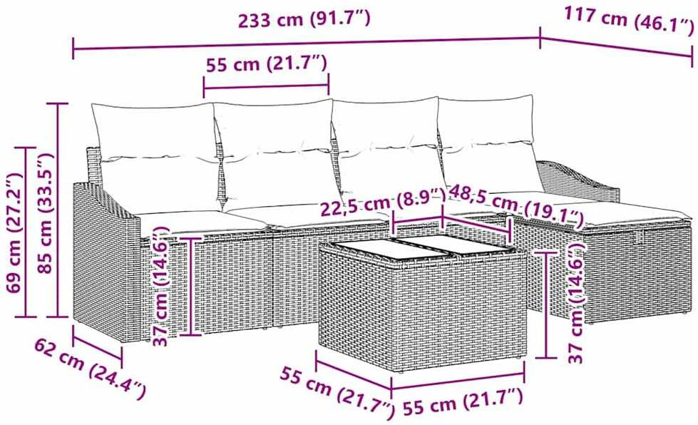 Sofos komplektas 5 vnt. poliratanas