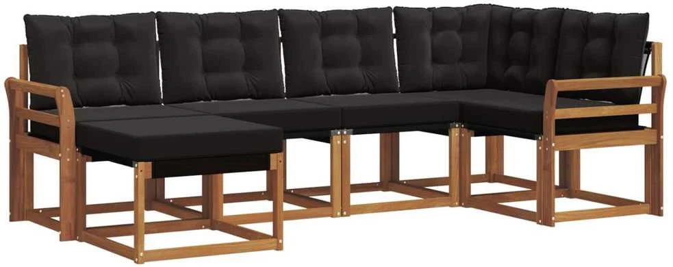 Lauko sofos komplektas 6 vnt. Natūrali ir juoda