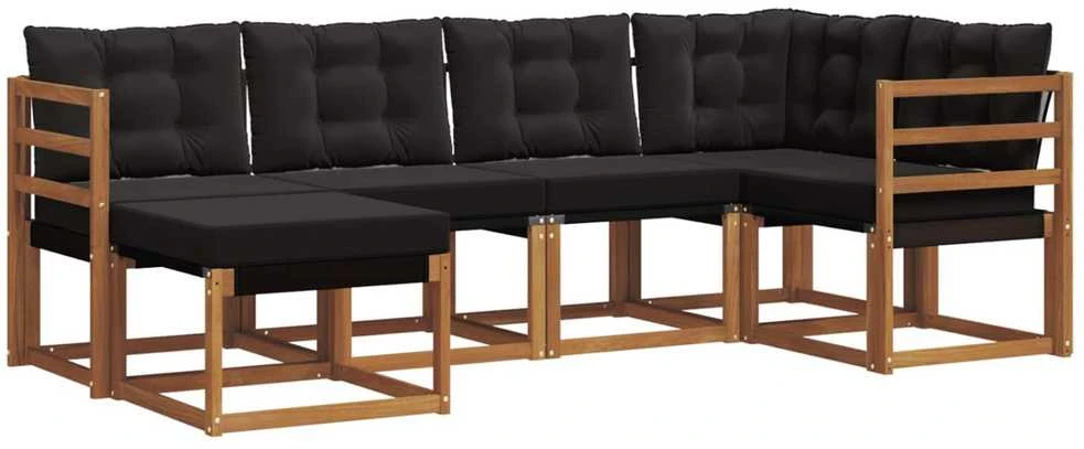 Lauko sofos komplektas 6 vnt. Natūrali ir juoda