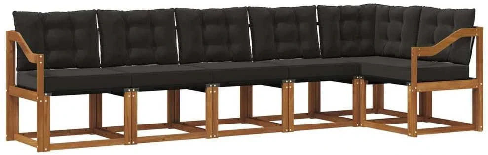 Lauko sofos komplektas 6 vnt. Natūrali ir juoda