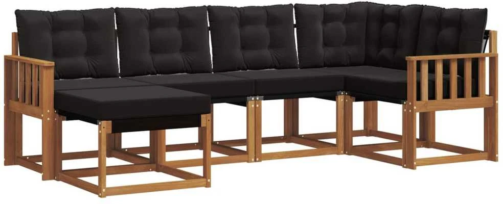 Lauko sofos komplektas 6 vnt. Natūrali ir juoda