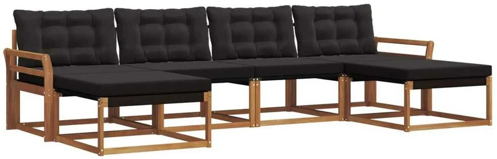 Lauko sofos komplektas 6 vnt. Natūrali ir juoda