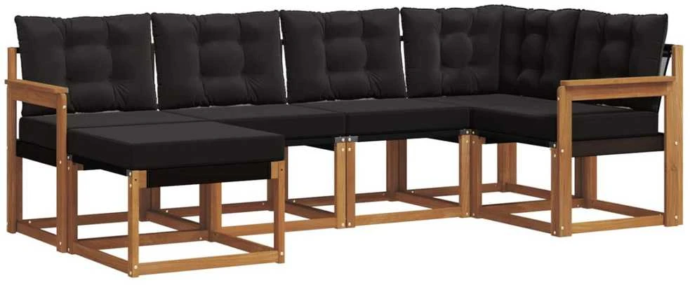Lauko sofos komplektas 6 vnt. Natūrali ir juoda